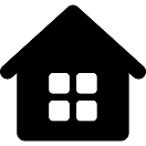 Black house icon with four window panes.